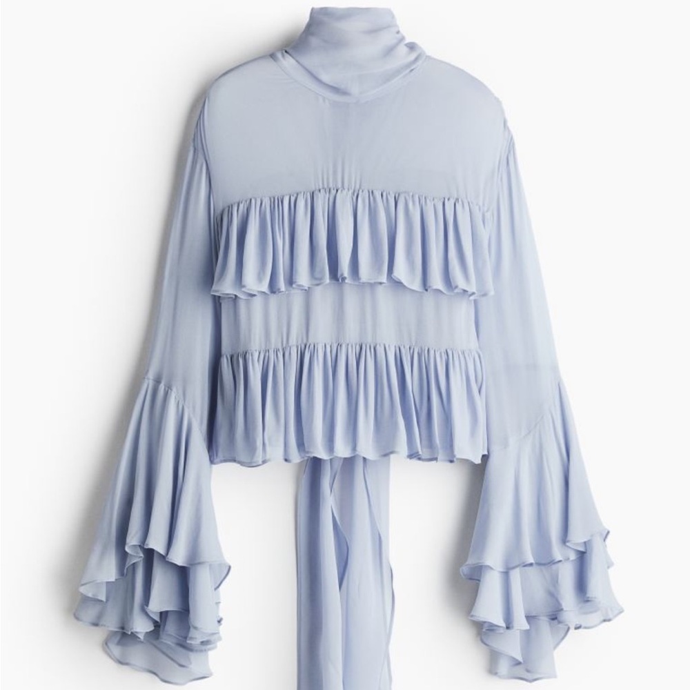 H&M flounced tie-neck blouse